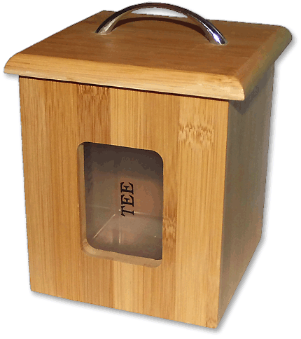 Eckige Vorratsdose aus Bambus für Tee, Kaffee oder Zucker