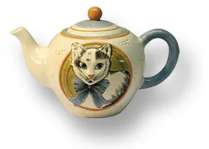 Keramikkanne mit Katzenmotiv