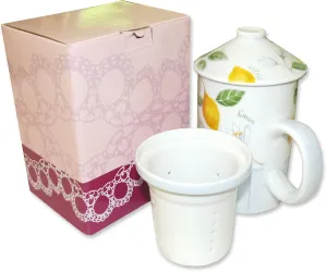 Teesiebbecher mit Deckel Zitrone