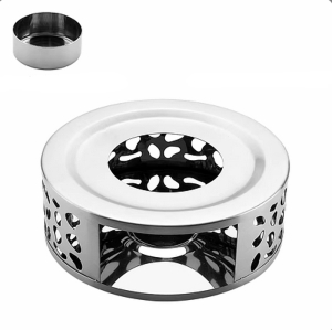 Teestövchen rund Edelstahl Silber